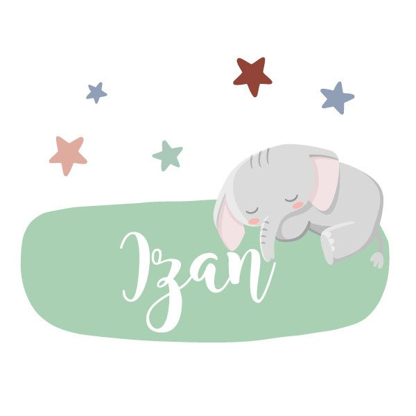 Elefante en la luna - Nombre para puertas - Vinilos infantiles para bebés