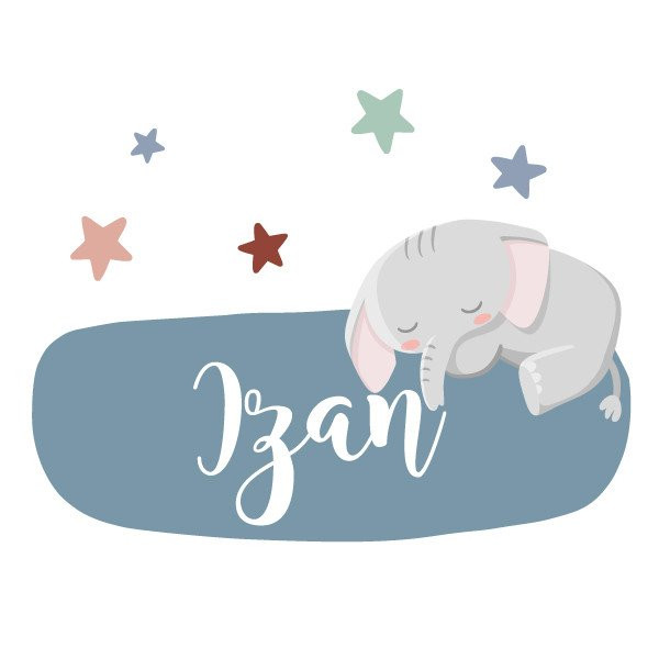Éléphant sur la lune - Nom pour les portes - Vinyles pour enfants pour bébés