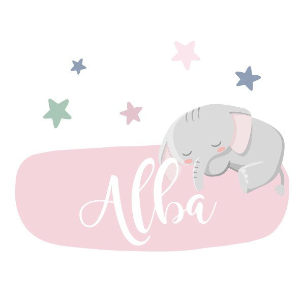 Éléphant sur la lune - Nom pour les portes - Vinyles pour enfants pour bébés