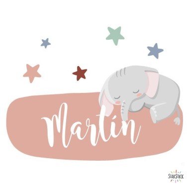 Éléphant sur la lune - Nom pour les portes - Vinyles pour enfants pour bébés