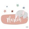 Éléphant sur la lune - Nom pour les portes - Vinyles pour enfants pour bébés