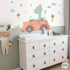 Vinilos infantiles - Coche con dinosaurio - Decoración para habitaciones de bebé