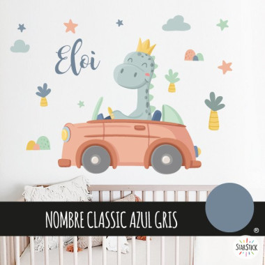 Kids wall sticker car with dinosaur for baby and children bedroom decoration