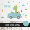 Vinilos infantiles - Coche con dinosaurio - Decoración para habitaciones de bebé