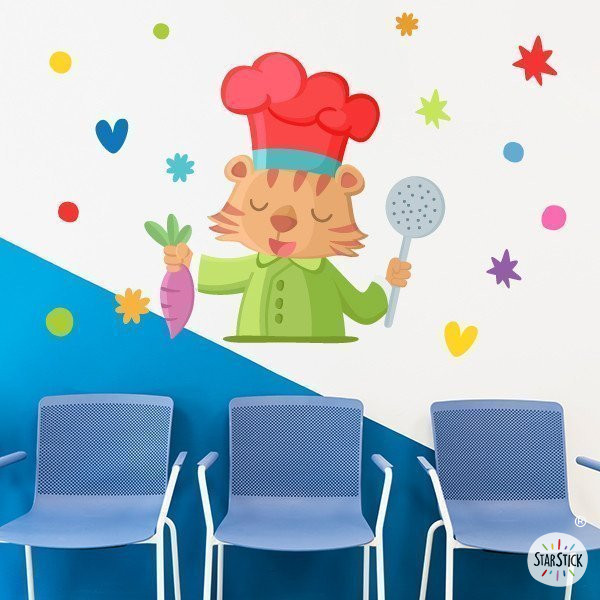 Décorez la cantine scolaire ! Tigre chef - Sticker décoratif