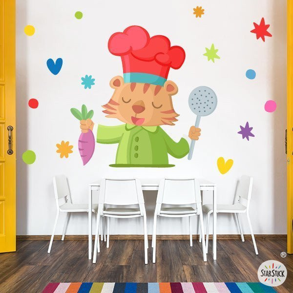 Décorez la cantine scolaire ! Tigre chef - Sticker décoratif