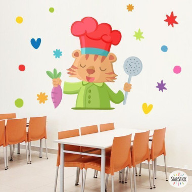 Decora el menjador escolar! Tigre cuiner - Vinils decoratius