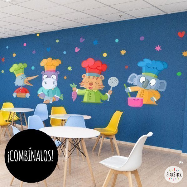 Décorez la cantine scolaire ! Tigre chef - Sticker décoratif