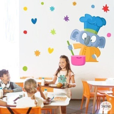 Decoration for school canteens - Cheff Koala - Decorative wall sticker with chef animals