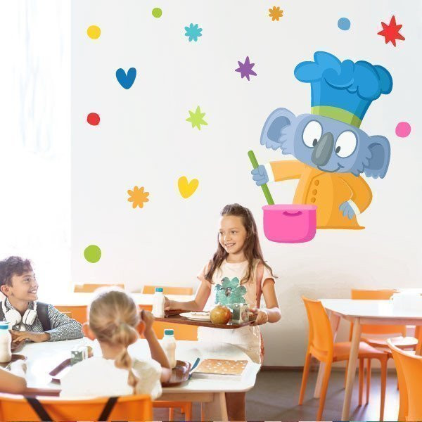Decoration for school canteens - Cheff Koala - Decorative wall sticker with chef animals