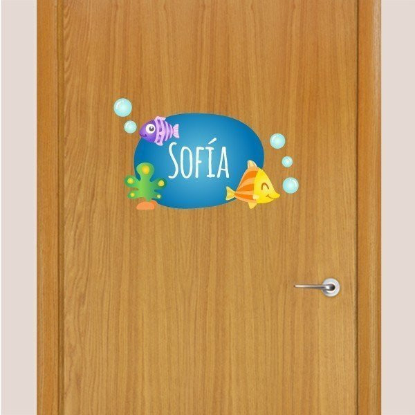 Tropical fish - Name for doors Children's wall sticker