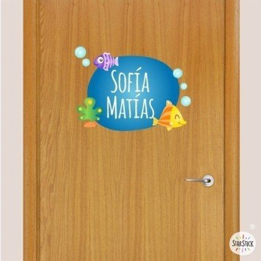 Tropical fish - Name for doors Children's wall sticker