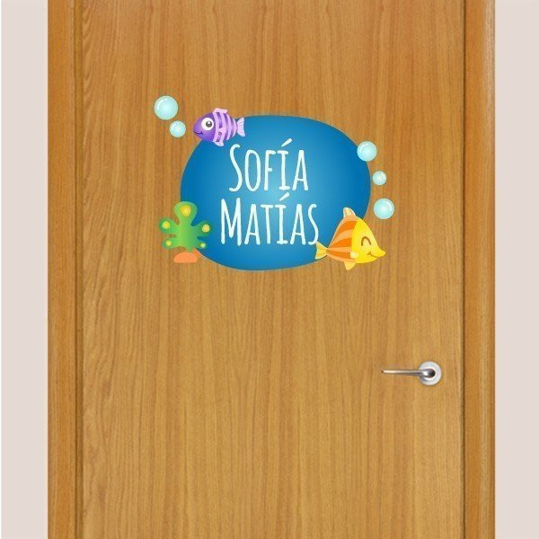 Tropical fish - Name for doors Children's wall sticker