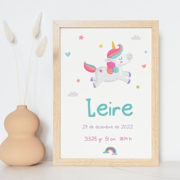 Tableaux naissance bébé - Modèle Licorne