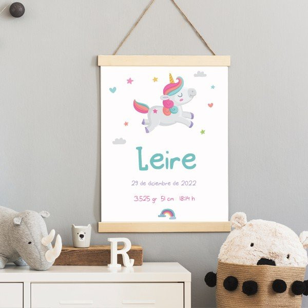 Tableaux naissance bébé - Modèle Licorne