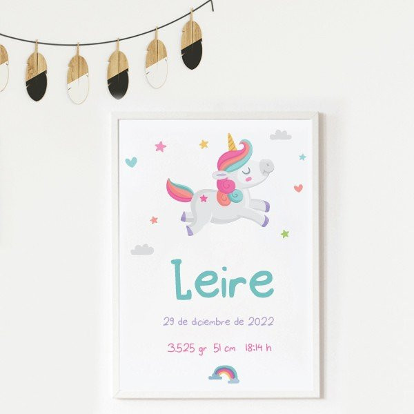 Tableaux naissance bébé - Modèle Licorne