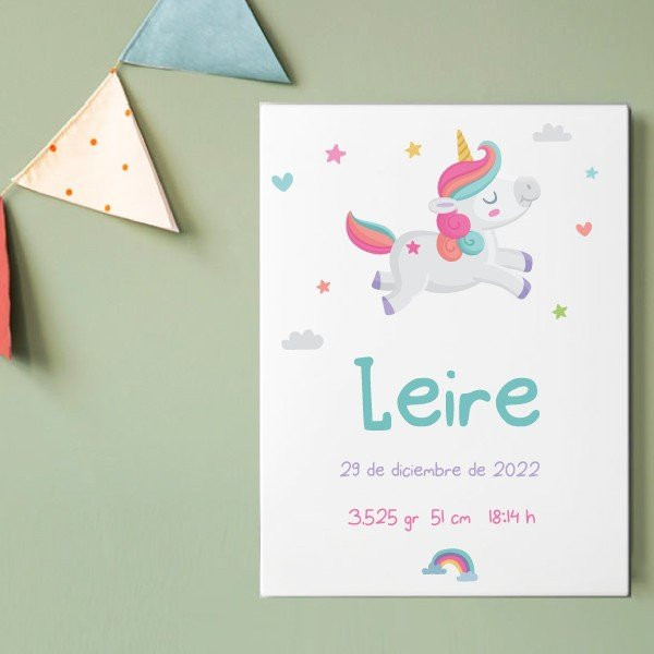 Tableaux naissance bébé - Modèle Licorne
