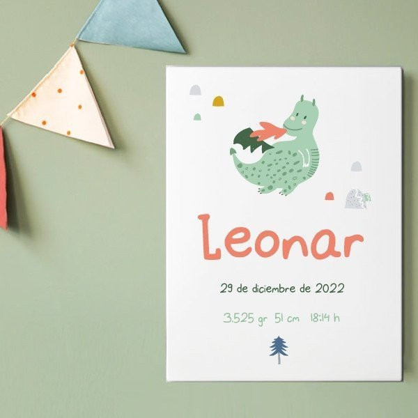 Naissance - Modèle Petit dragon - Affiches personnalisées pour bébés