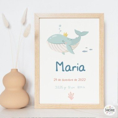 Birth - Personalized painting for babies - Whale Queen Model