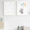 2 tableaux pour enfants. Éléphant avec des ballons. Décoration pour enfants.