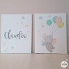 2 tableaux pour enfants. Éléphant avec des ballons. Décoration pour enfants.