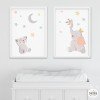 Affiches pour enfants - Animaux touchant la lune - Décoration pour enfants