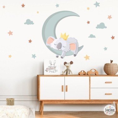 Vinilos decorativos infantiles - Koala en la luna - Ideas decorativas para bebé