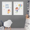 Hermanos con globos. Cuadros para decorar habitaciones infantiles