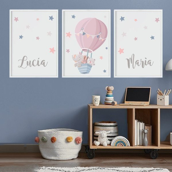 Pack de 3 peintures pour enfants - Animaux volant dans un ballon