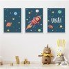 Pack of 3 children's prints - Rocket in space - Blue