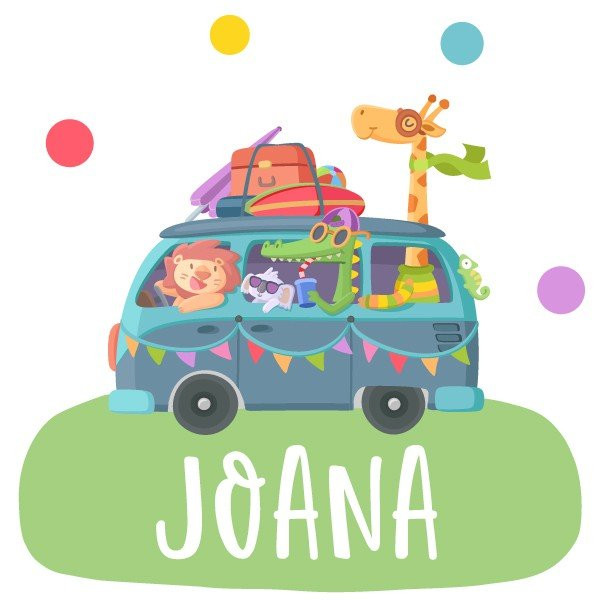 Vinils infantils amb nom - Furgo camping - Decoració infantil personalitzada