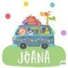 Vinils infantils amb nom - Furgo camping - Decoració infantil personalitzada