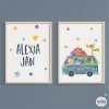 Pack of 2 customizable children's paintings - Camping van