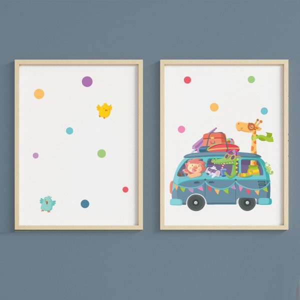 Pack de 2 tableaux enfants personnalisables - Camping van