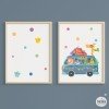Pack de 2 tableaux enfants personnalisables - Camping van