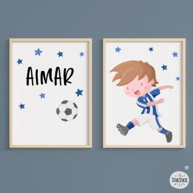 Cuadros y láminas infantiles personalizadas ¡Color a elegir! Niño jugador de fútbol