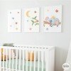 Pack of 3 Children's Paintings - Koala Sleeping on the Branch - Customizable Decoration for Babies