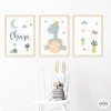 Pack de 3 affiches pour enfants - Bébé dinosaure - Décoration personnalisable pour bébé