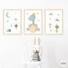 Pack de 3 affiches pour enfants - Bébé dinosaure - Décoration personnalisable pour bébé