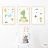 Pack de 3 affiches pour enfants - Bébé dinosaure - Décoration personnalisable pour bébé