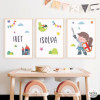 Pack de 3 Quadres infantils - Cavallera medieval - Decoració per a nenes
