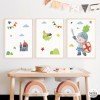 Pack de 3 Cuadros infantiles - Caballero medieval - Decoración para niñas