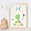 Quadre infantil personalitzat – Bebè dinosaure amb nom | Decoració habitació nadó