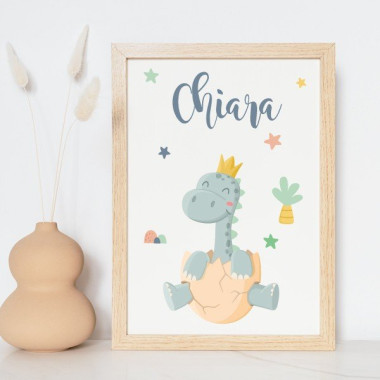 Personalized kids’ print – Baby dinosaur with name | Baby room decor