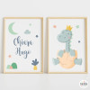 Pack with 2 children's posters - Baby dinosaur - Decoration for baby