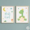 Pack de 2 tableaux pour enfants - Bébé dinosaure - Décoration pour bébé
