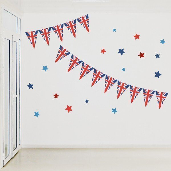 Fanions avec le drapeau du Royaume-Uni - Stickers pour les académies et les salles de classe d'anglais