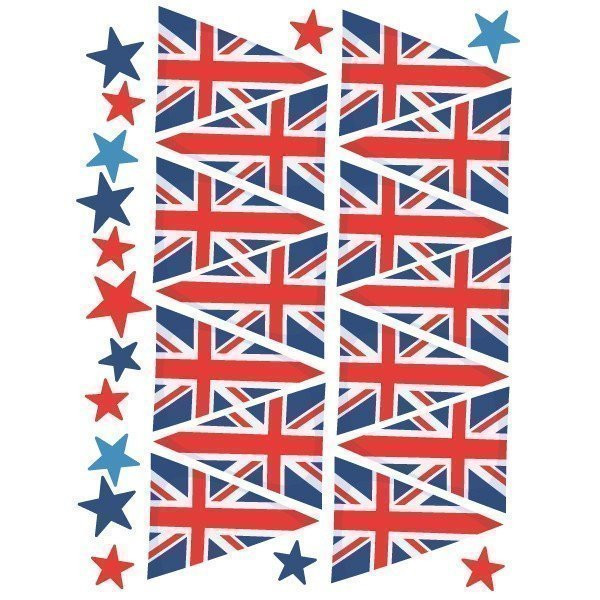 Fanions avec le drapeau du Royaume-Uni - Stickers pour les académies et les salles de classe d'anglais