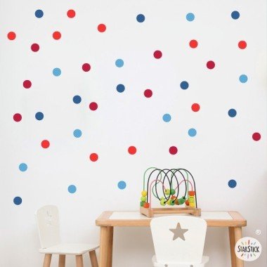 Confetti in blue and red tones - Decorative stickers for walls