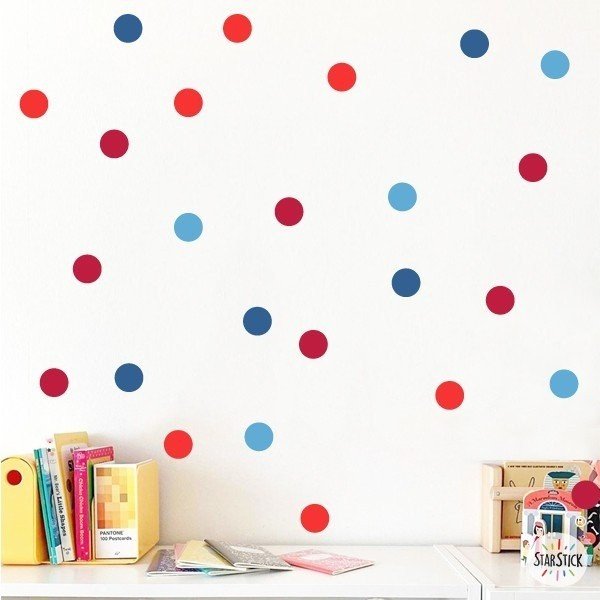 Confettis dans les tons bleus et rouges - Sticker décoratif pour murs
